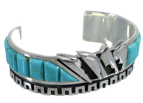 Southwest Authentic Sterling Silver And Turquoise Cuff Bracelet Jewelry VX60972